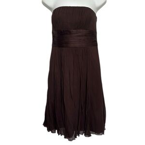 Ann Taylor silk chiffon strapless dress rich brown size 6